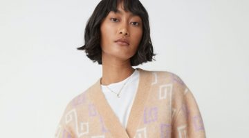 & Other Stories Relaxed Jacquard Knit Cardigan in Beige/White Motif $179