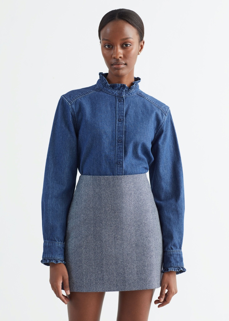 & Other Stories Ruffled Denim Shirt $69