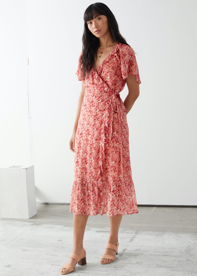 & Other Stories Ruffled Midi Wrap Dress $129