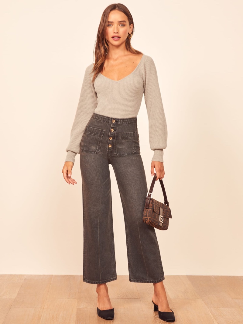 Reformation Hart Cashmere Sweater in Oatmeal $198