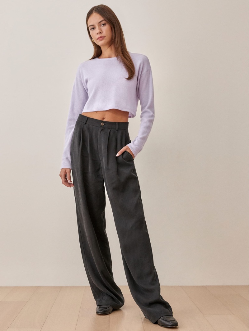 Reformation Idan Cropped Cashmere Crew $148