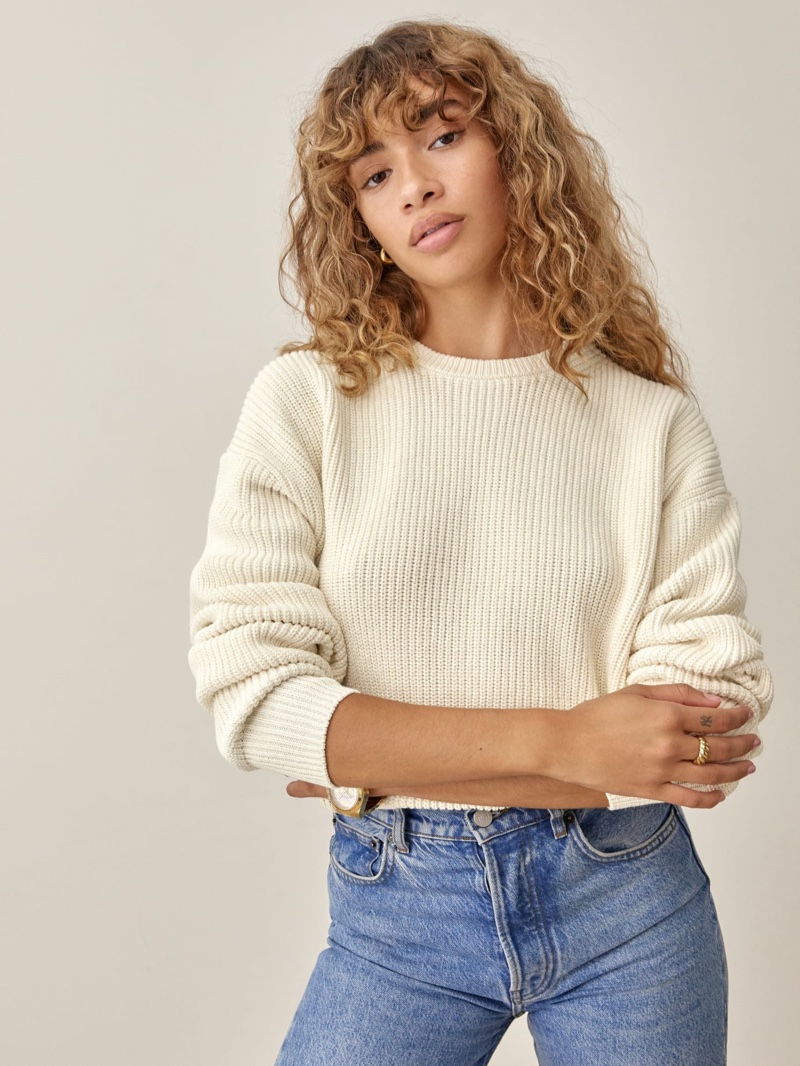 Reformation Winnie Sweater in Cream $168