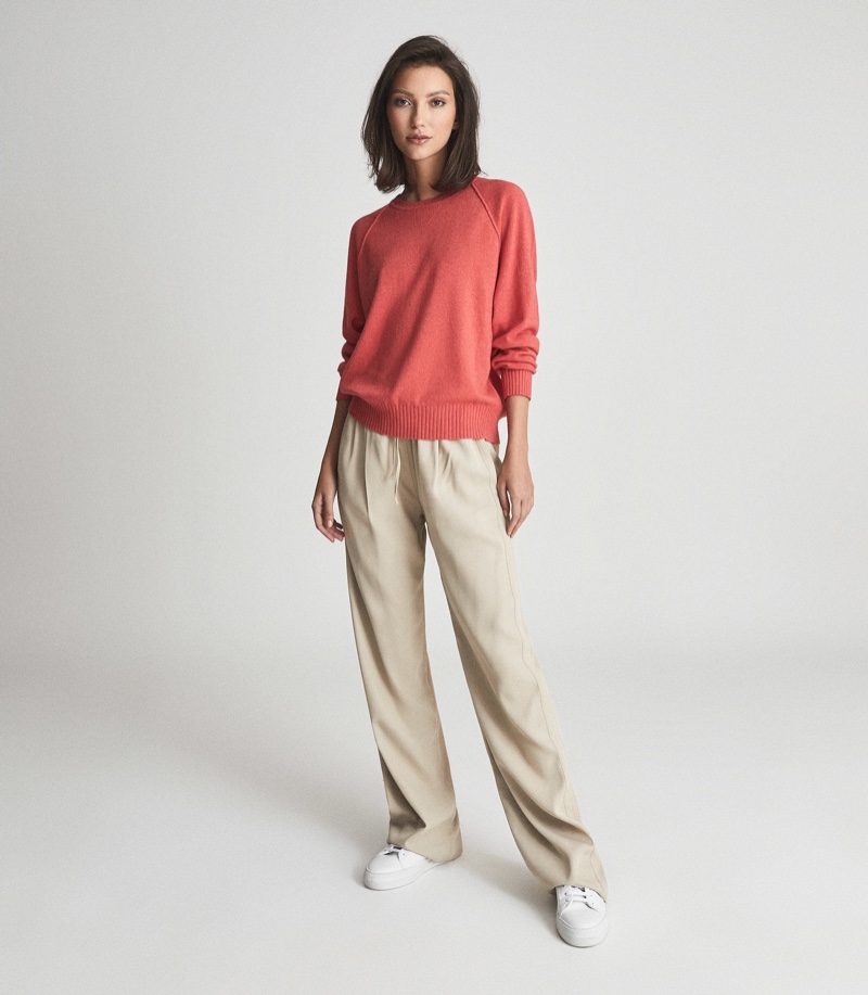 Reiss Bria Wool Cashmere Blend Jumper in Coral $150