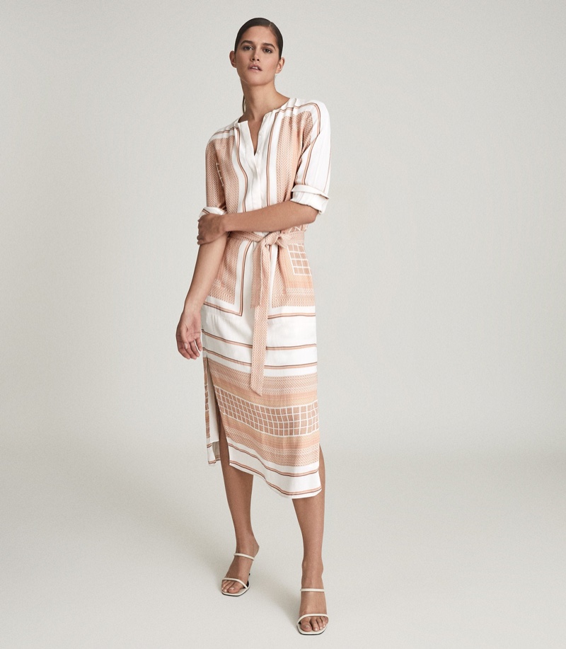 Reiss Harper Scarf Print Midi Dress $465