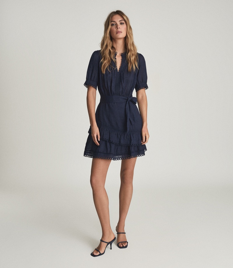 Reiss Paulina Embroidered Mini Dress $345