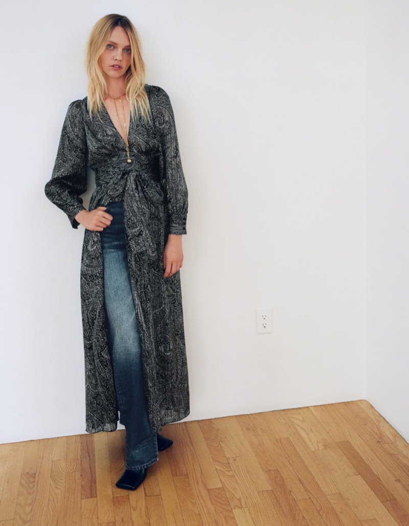 Sasha Pivovarova Poses in Zara's Eclectic Fall Styles