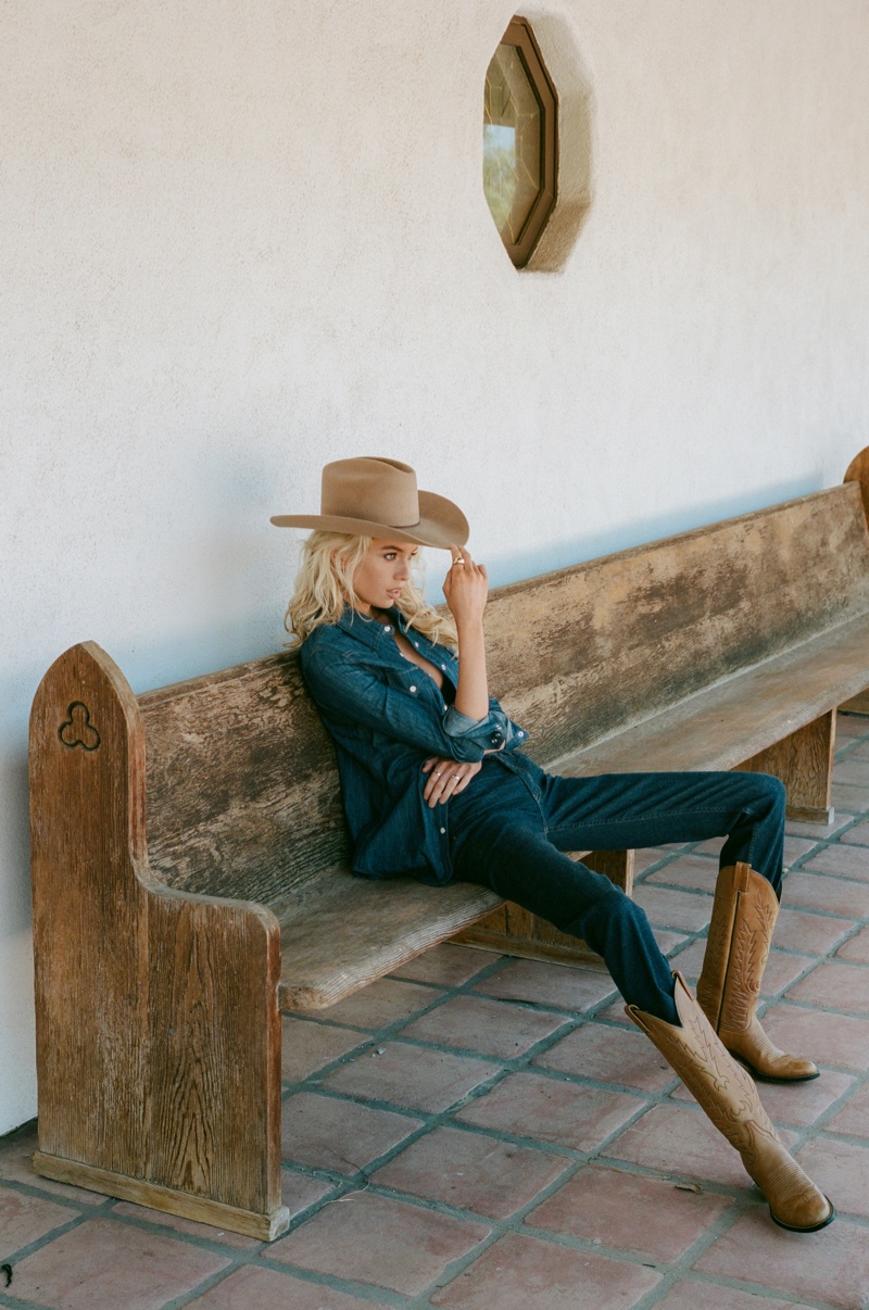 Clad in denim, Stella Maxwell fronts Coût De La Liberté fall-winter 2020 campaign.