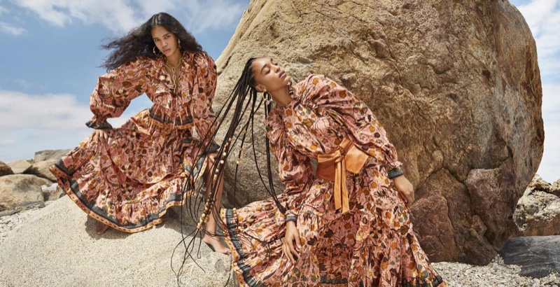 Jordan Daniels and Indira Scott star in Ulla Johnson fall-winter 2020 campaign.