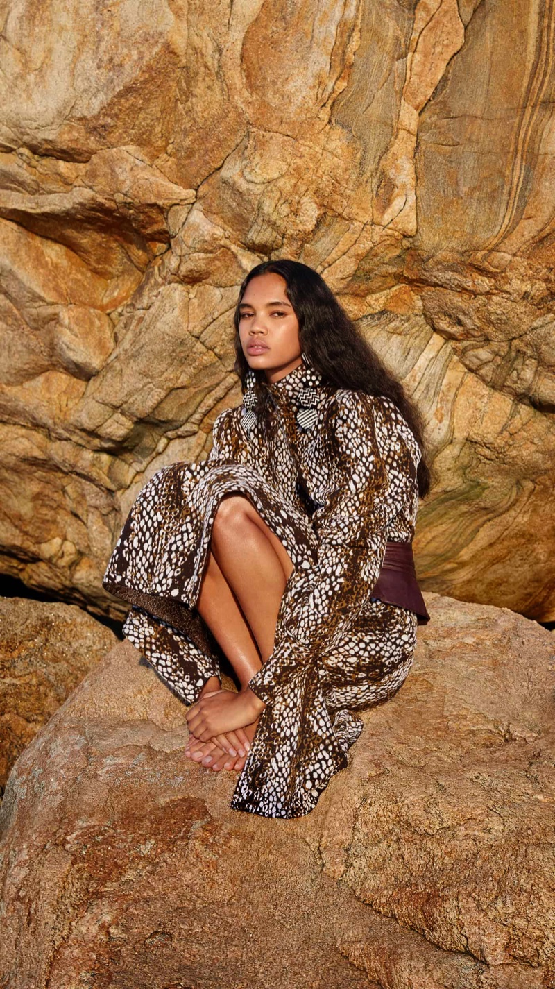 Jordan Daniels poses for Ulla Johnson fall-winter 2020 campaign.