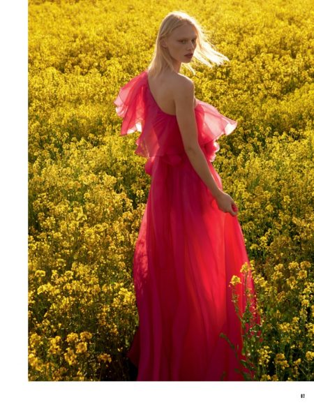 Vilma Sjoberg Embraces Romantic Dresses for Vogue Russia
