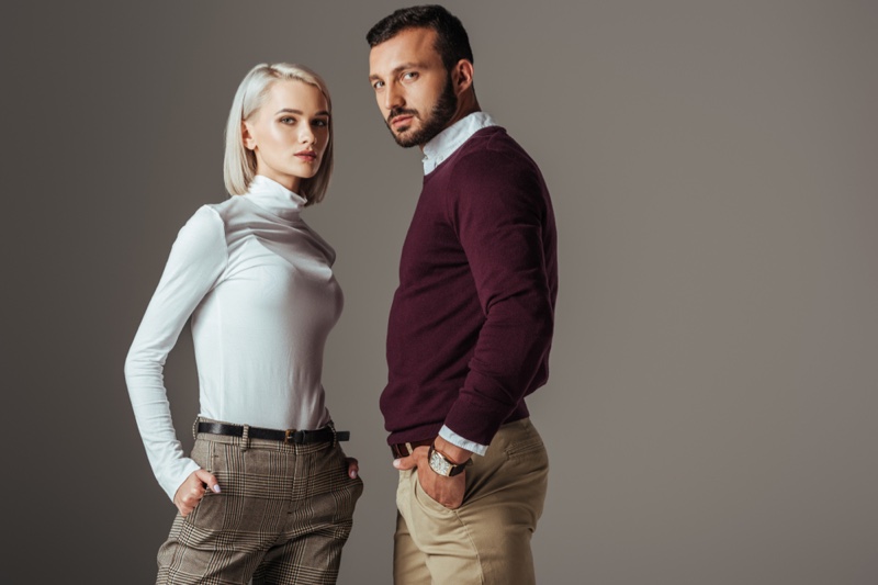 Well Dressed Couple Stylish Sweaters Pants