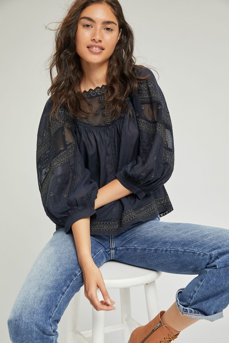 Anthropologie Jaslyn Embroidered Lace Blouse $128