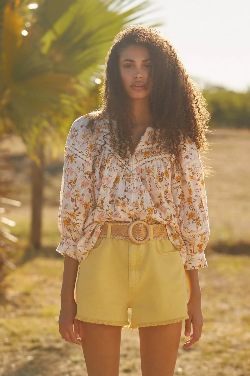 Anthropologie Harmony Lace Peasant Blouse in Neutral $118