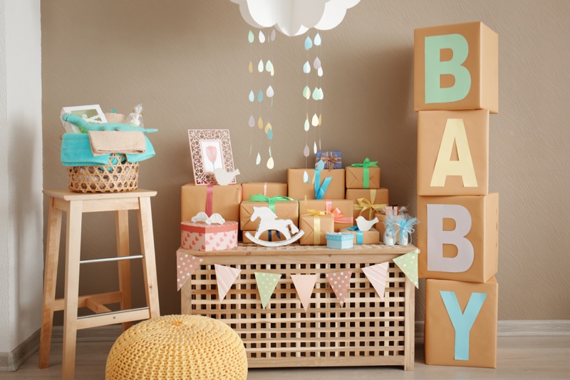 Baby Shower Setting Boxes Crafts Decorations