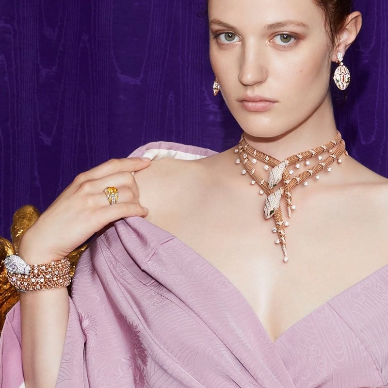Julia Banas stars in Bulgari Barocko High Jewelry campaign.