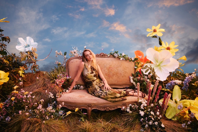 Surrounded by nature, Cara Delevingne fronts Amazon Luxury Stores campaign.