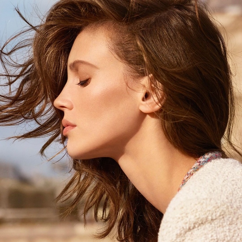 Actress Marine Vacth fronts Chanel Les Beiges Healthy Glow Foundation Hydration and Longwear campaign.