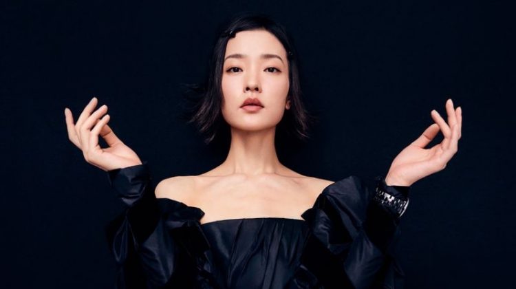 Du Juan Poses in Sophisticated Styles for ELLE Singapore