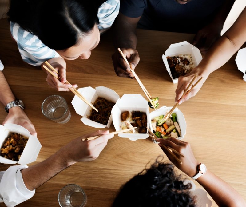 Friends Eating Chinese Food