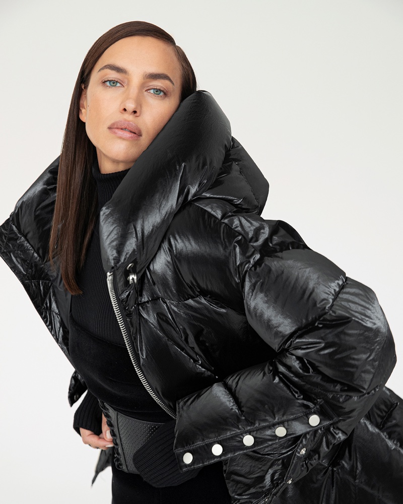 Clad in black, Irina Shayk fronts Nicole Benisti fall-winter 2020 campaign.