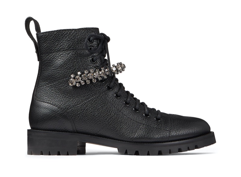 Jimmy Choo Cruz Flat Combat Boots with Crystal Detail $1,250