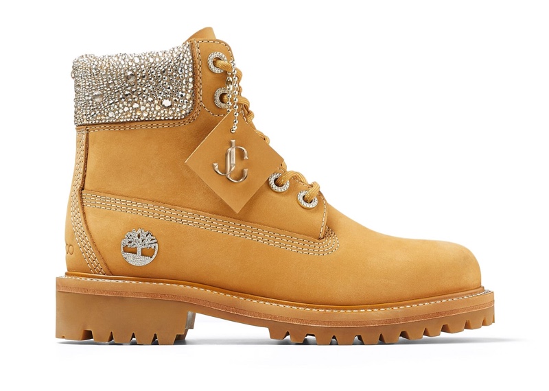 Jimmy Choo x Timberland Wheat Leather Boots with Crystal Collar $1,295