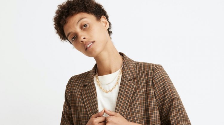 Madewell Caldwell Double-Breasted Blazer in Mandell Plaid $168