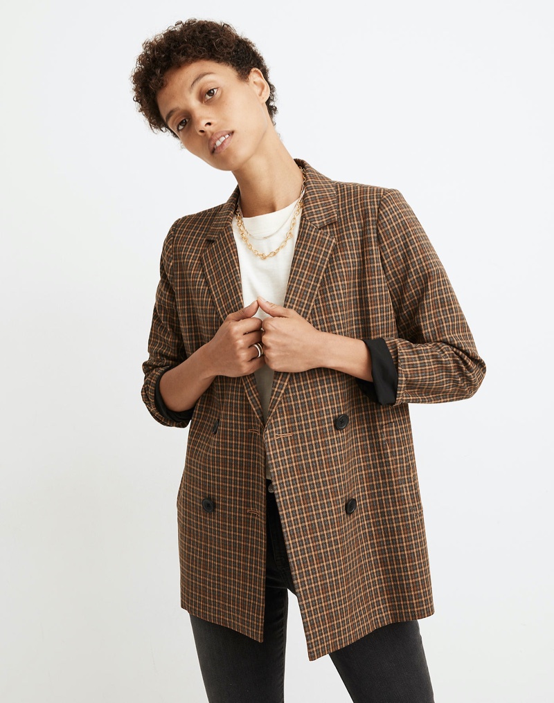 Madewell Caldwell Double-Breasted Blazer in Mandell Plaid $168