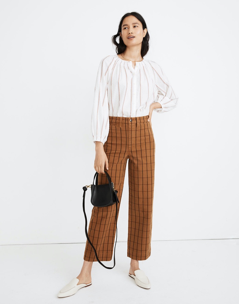 Madewell Slim Emmett Wide-Leg Crop Pants in Eberhart Plaid $95