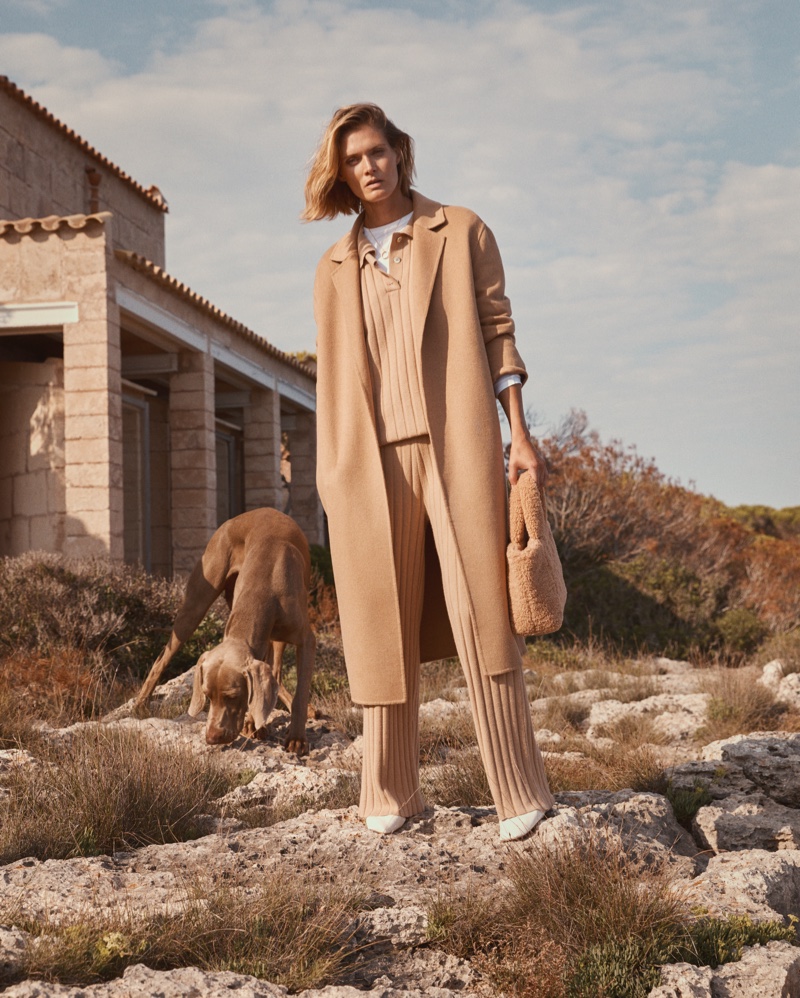 Malgosia Bela embraces neutral fall style from Mango.