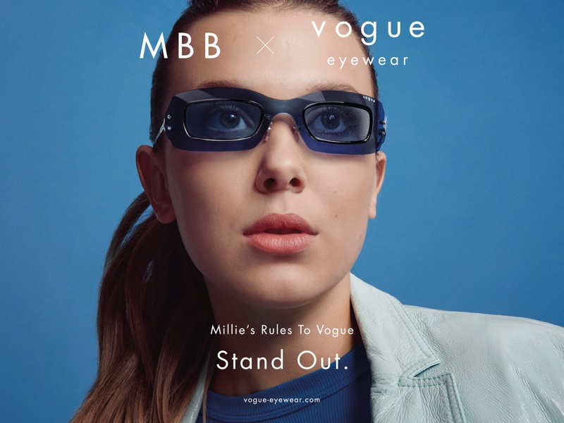 Millie Bobby Brown fronts Vogue Eyewear collaboration campaign.