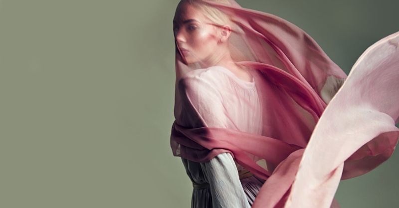 Model Sheer Chiffon Pink Fabric Concept