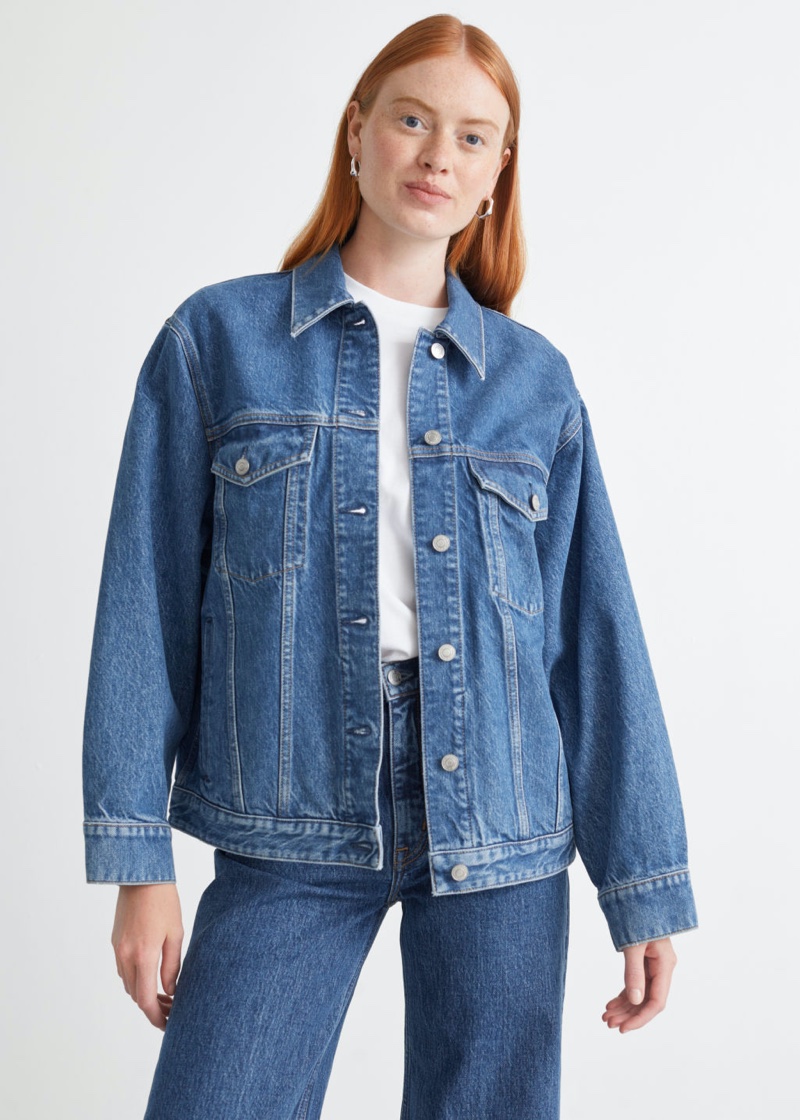 & Other Stories Button Up Denim Jacket in Bose Blue $119