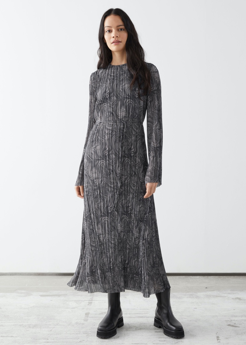 & Other Stories Pleated Belted Floaty Maxi Dress $129