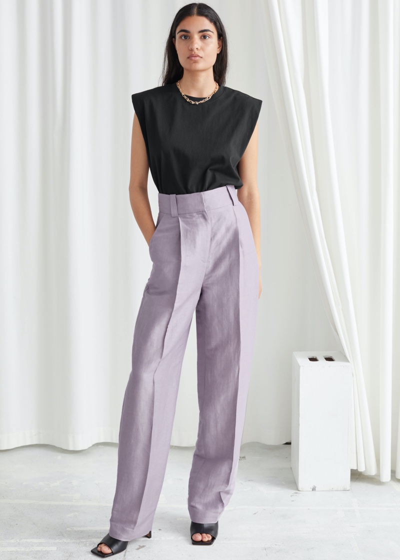 & Other Stories Wide Tailored Linen Blend Trousers $129