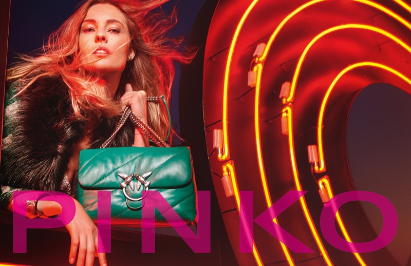 Nadja Bender stars in Pinko fall-winter 2020 campaign.