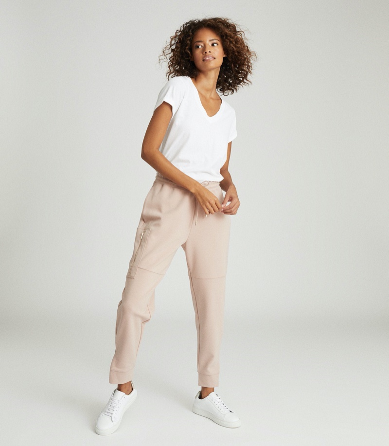 REISS Angelina Jersey Joggers in Blush $245