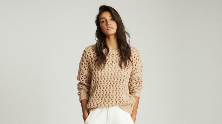 REISS Natalie Open-Knit Oversized Jumper in Neutral $275