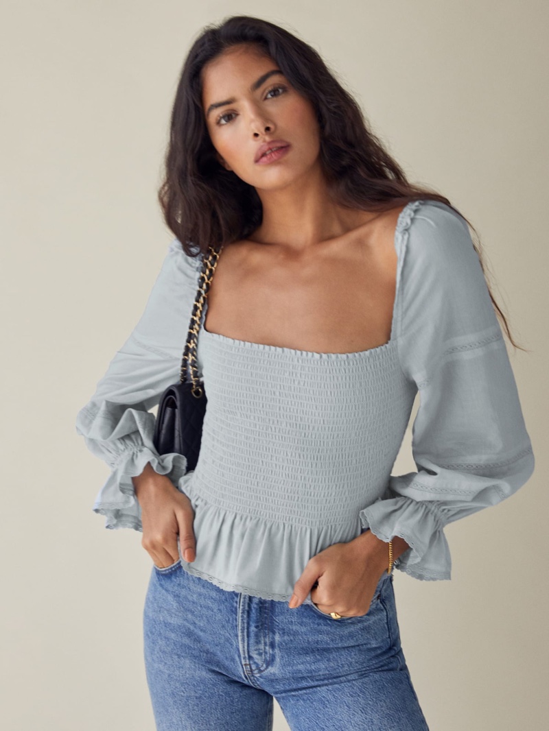 Reformation Roland Top in Mineral $148