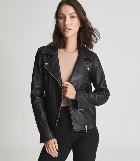 Keep Your Cool in REISS' Leather Jackets Reiss Geo Leather Biker Jacket $650