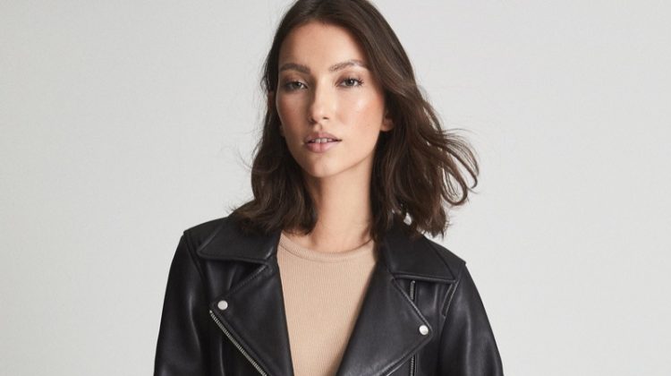 Reiss Geo Leather Biker Jacket $650