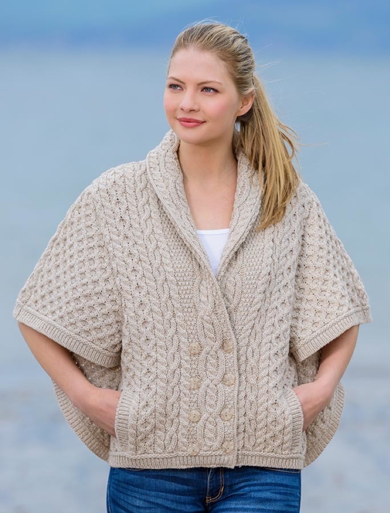 Shawl Neck Aran Batwing Jacket