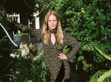 Anna Ewers Wears Cool Girl Styles From Zara Zara Printed Dress with Fringe.