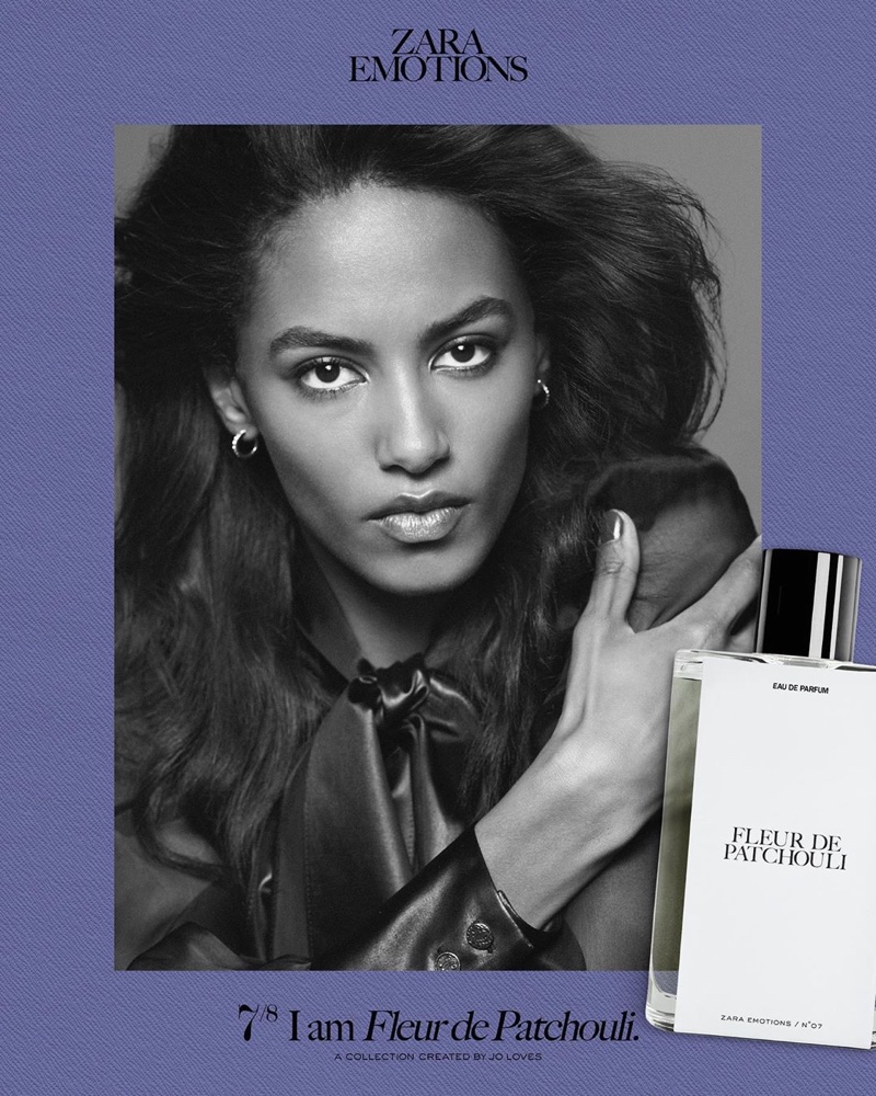 Sacha Quenby poses for Zara Emotions fragrance campaign.