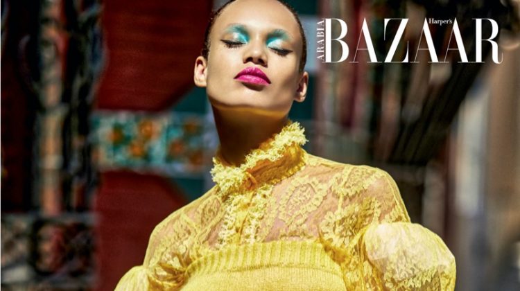 Afrodita Dorado Poses in Vibrant Styles for Harper's Bazaar Arabia