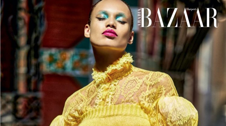 Afrodita Dorado Poses in Vibrant Styles for Harper’s Bazaar Arabia