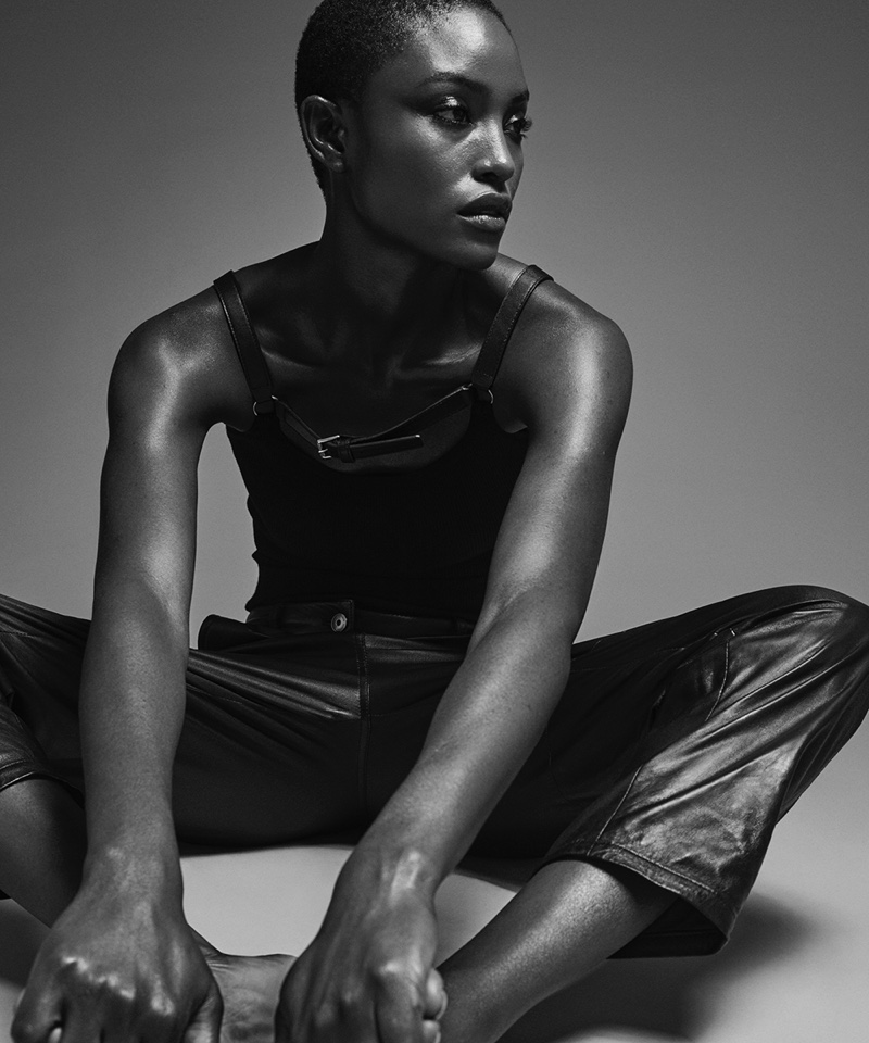 Alicia Burke Models Sultry Leather Outfits for DuJour