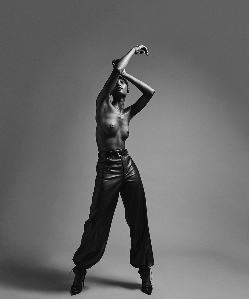 Alicia Burke Models Sultry Leather Outfits for DuJour