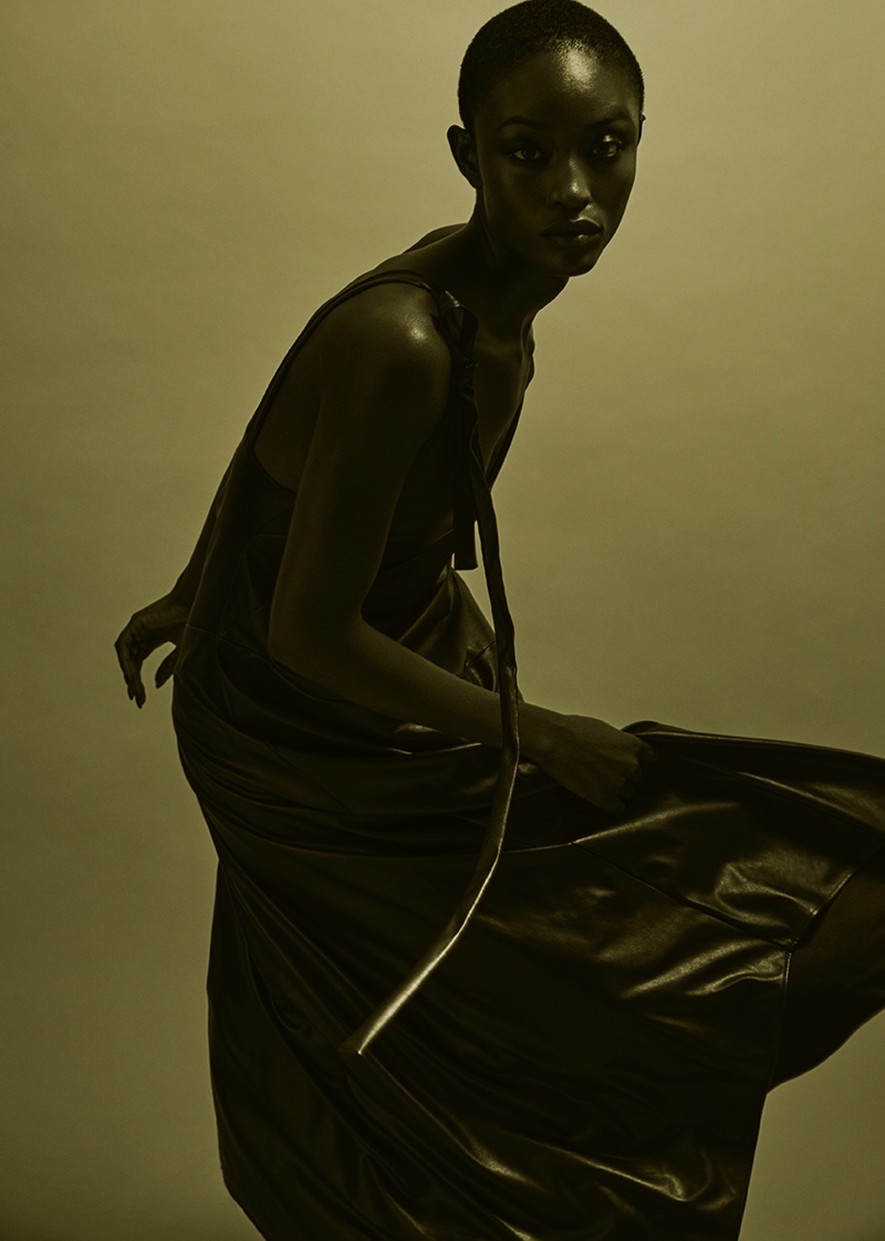 Alicia Burke Models Sultry Leather Outfits for DuJour