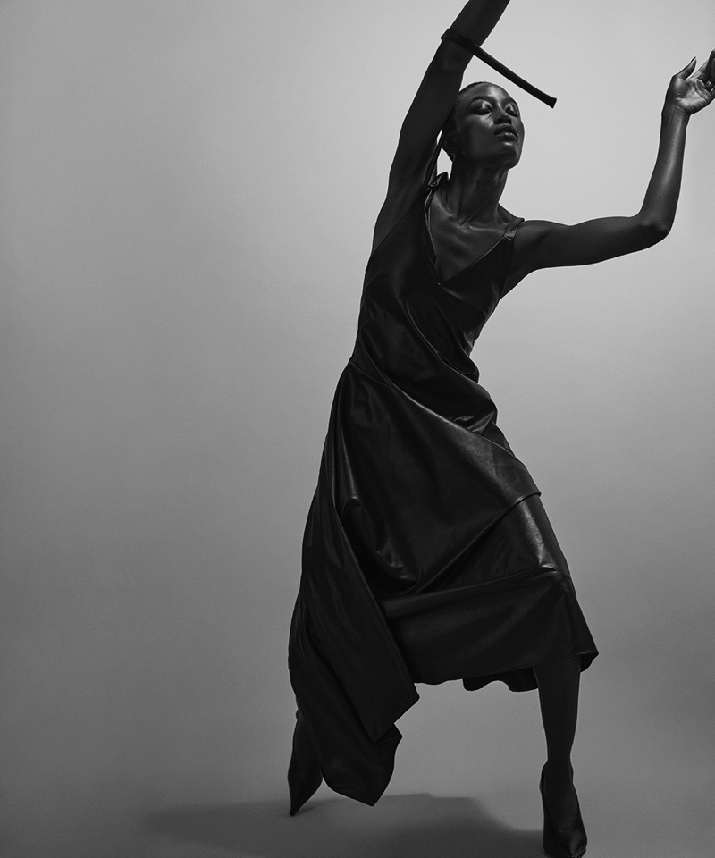 Alicia Burke Models Sultry Leather Outfits for DuJour